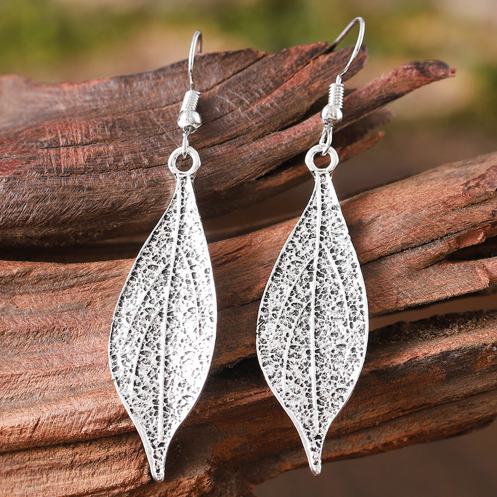 Wholesale Antique blue leaf alloy earrings,  leaf-shaped earrings